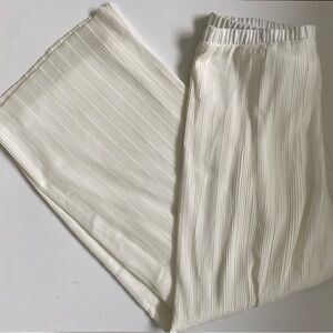 Pleione Cream Palozzio Pleated Pants With Elasticized Waist Fully Lined Size Lrg